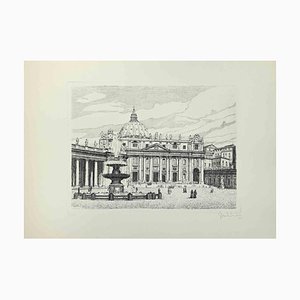 Giuseppe Malandrino, View of Saint Peter's Square, Etching, 1970s