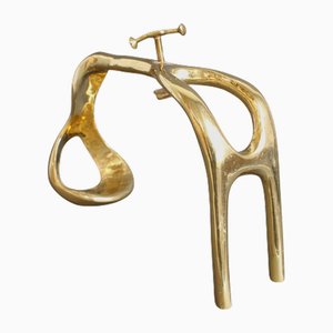 Vintage Brass Wine Bottle Pourer and Display Stand by David Marshall, 1990s, Set of 2