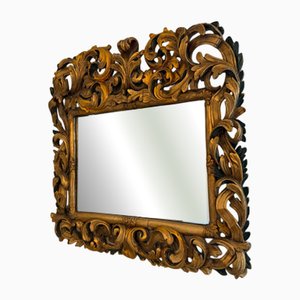 Florentine Wood Mirror with Acanthus Leaf Carvings