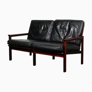 Vintage 2-Sitzer Capella Sofa aus Palisander & Leat von Illum Wikkelsø für N. Eilersen, 1960er