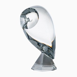 Crystal Glass Owl Sculpture from Baccarat, France, 1970s