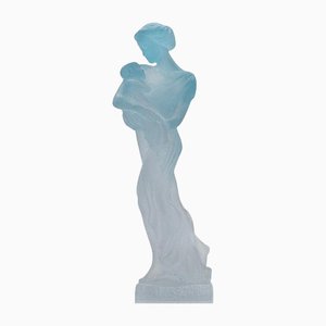 Blue Crystal Motherhood Sculpture from Daum, France, 1970