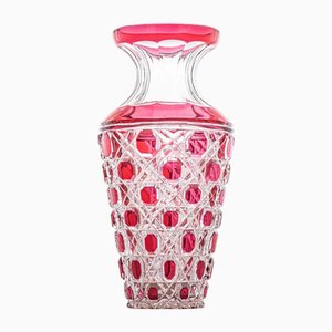 Structured Hibiscus and Clear Crystal Vase from Baccarat, France, 1960s