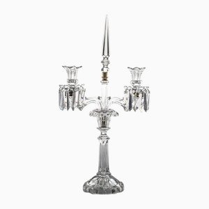 Clear Crystal 2-Candle Candelabra from Baccarat, France, 1970s