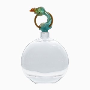 Caraffa Art in vetro con topo verde acqua di Daum, Francia, anni '70