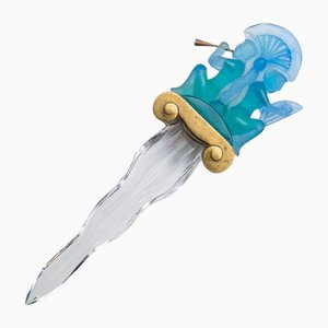 Blue Art Glass Dague Object from Daum, France, 1970s