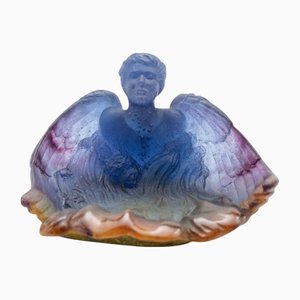 Blue Art Glass Angel Bowl from Daum, France, 1970s