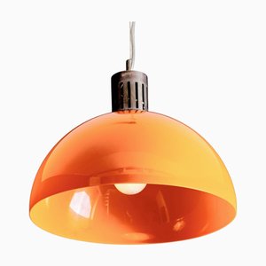 Pendant Lamp with Orange Acrylic Shade, 1970s