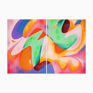 Perrine Honoré, Abstract Vivid Tones Diptych, 2024, Tecnica mista su carta