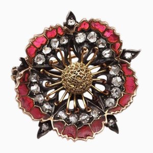 Belle Epoque Emaille Mohn Brosche