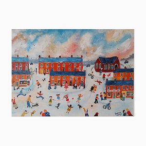 Summer Nights and School Holidays, Therese James, 2025, Figurative Malerei, Gerahmt