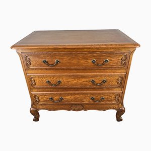 Vintage French Louis XV Style Carved Oak Chest of Drawers