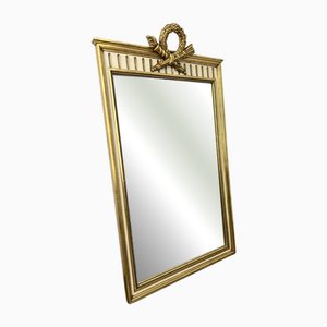 Specchio da parete vintage, Francia, dorato con corona di alloro decorata