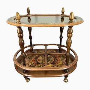 Vintage French Zodiac Bar Cart with Glass Top