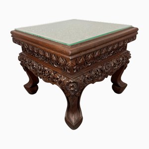 Vintage Chinese Carved Ornate Mahogany Coffee Table or Plant Stand