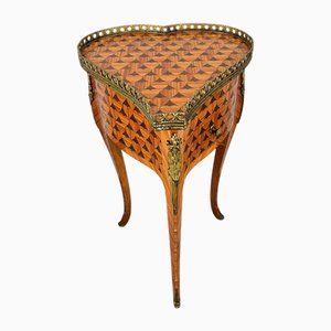 Antique French Inlaid Brass Trim Jewellery Table