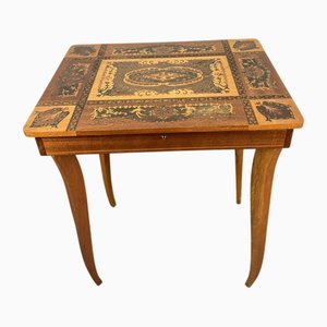 Table à Bijoux Vintage en Marqueterie avec Boîte à Musique, France