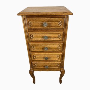 Französische Vintage Kommode aus geschnitzter Eiche im Louis XVI Stil