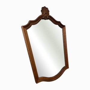 Französischer Vintage Wandspiegel aus Eiche mit geschnitztem Muschelrahmen
