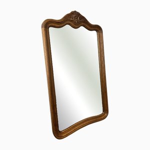 Französischer Vintage Wandspiegel aus Eiche mit geschnitztem verziertem Muschelwappen