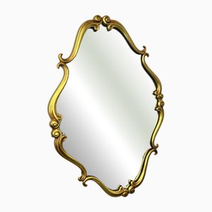 Französischer Vintage Wandspiegel aus Messing mit verziertem geschwungenem Rahmen