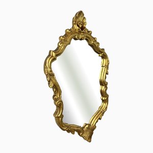 Vergoldeter französischer Vintage Wandspiegel mit verziertem Rokoko-Rahmen