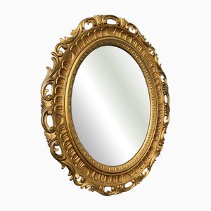 Vintage French Rococo Style Oval Wall Mirror with Ornate Frame