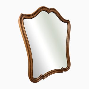Specchio da parete vintage, Francia, con cornice in quercia curva