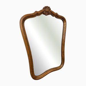 Specchio da parete vintage in quercia, Francia, con stemma decorato