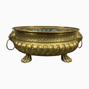 Vaso grande vintage in ottone, Francia, con testa di leone