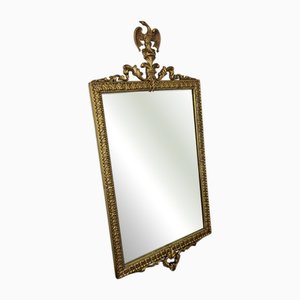 Specchio da parete vintage dorato con stemma di aquila decorato in ottone, Francia