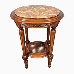 Soporte para plantas francés vintage redondo con tablero de mármol