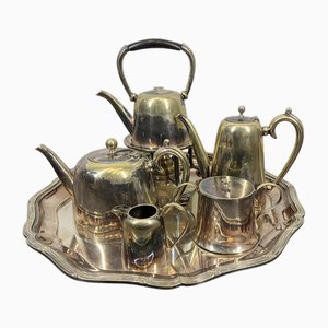 Versilbertes französisches Vintage Tee- und Kaffeeservice mit Tablett, 7