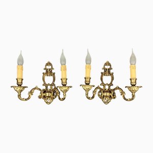 Verzierte französische Vintage Rokoko Wandleuchten, 2er Set