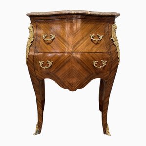 Commode Bombe Mid-Century en Acajou avec Plateau en Marbre