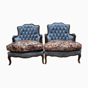 Chaises Vintage en Velours et Tapissées, Set de 2