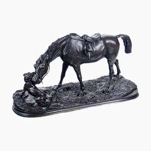 Pierre-Jules Mene, Mare with Dog, 1800s, Bronze