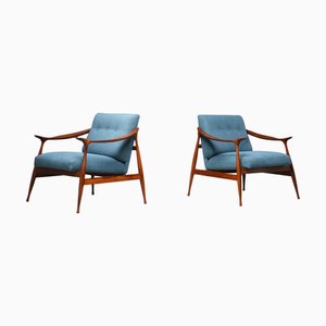 Vintage Italian Lounge Chairs in Teak by Ico Parisi for Fratelli Reguitti, Italy, 1950s