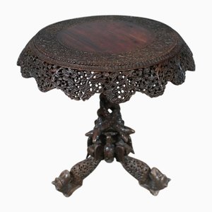Burmese Side Table in Carved Hardwood