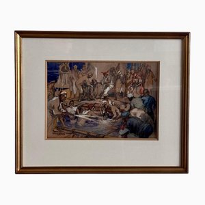 Charles Fouqueray, Sailors, Watercolor on Paper, 20th Century, Framed
