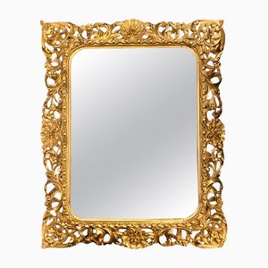 Antique French Carved Gilt Wood Wall Mirror, 1860s