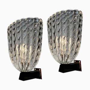 Large Wall Lamps attributed to Ercole Barovier & Toso, Italy, 1940s, Set of 2