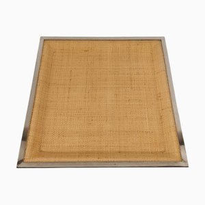 Vintage Tray in Acrylic and Woven Cane from Christian Dior, 1970s
