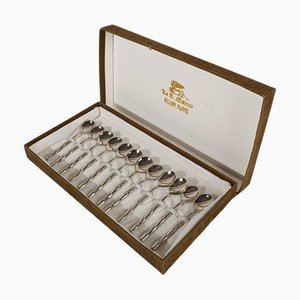 Vintage Hollywood Regency Teelöffel aus Silber & Bambusimitat, 1970er, 12 Set