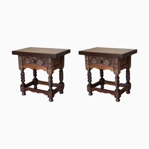 Comodini con cassetti intagliati e gambe salomoniche, Spagna, 1900, set di 2