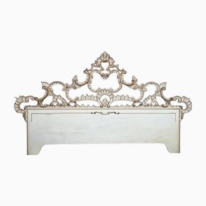 Spanish Rococo Carved Silver Gilt Wood King Size Headboard by Mariano Garcia, 1950s