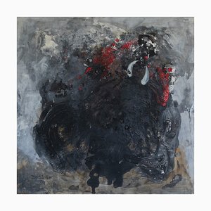 Composizione astratta, Tecnica mista originale su tela, anni 2000