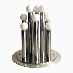 Space Age Chrome Metal 13-Light Table or Floor Lamp from Lamperti, 1970s