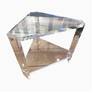 Triangular Acrylic Glass Side Table in the style of David Lange, 1970s