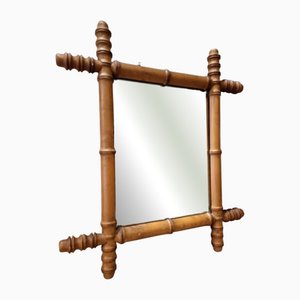 Antique French Faux Bamboo Style Wall Mirror, Early 20th Century